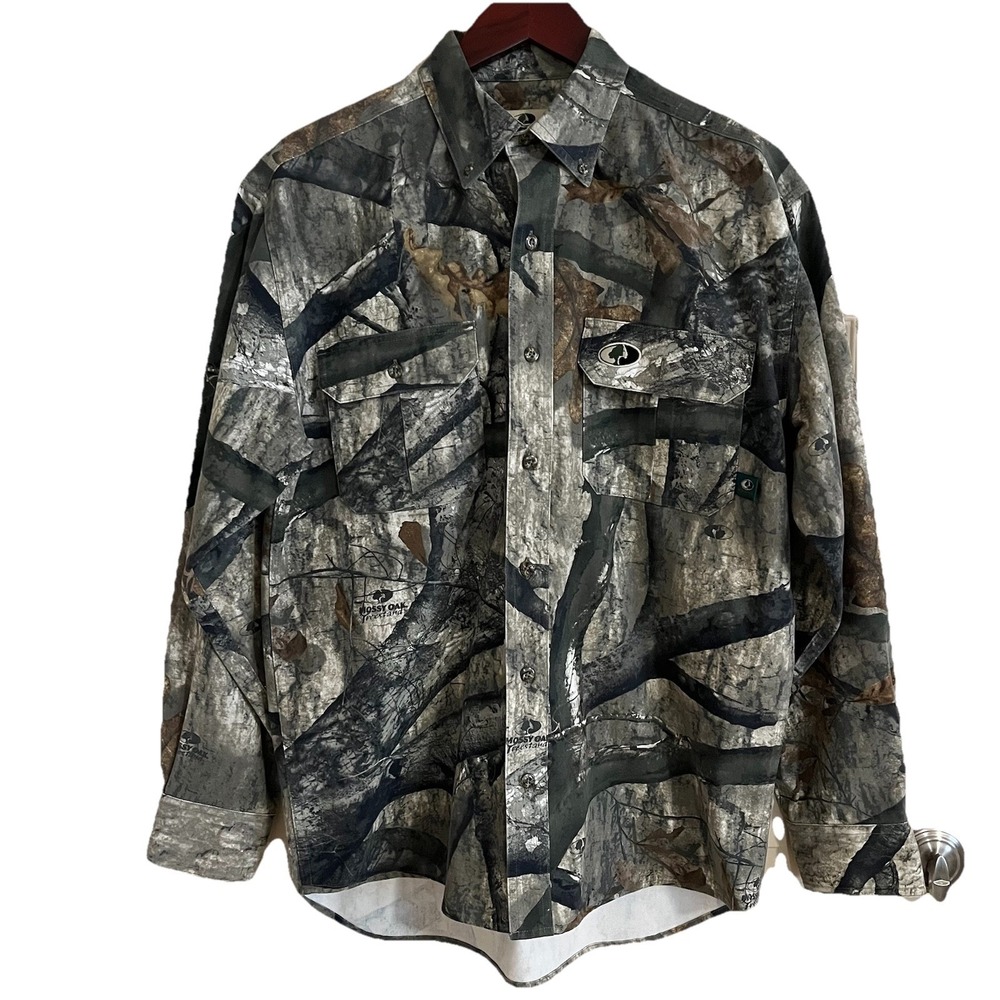 Mossy Oak Treestand Camo Men's M Long Sleeve Button Down‎ Shirt Hunting Outdoor
